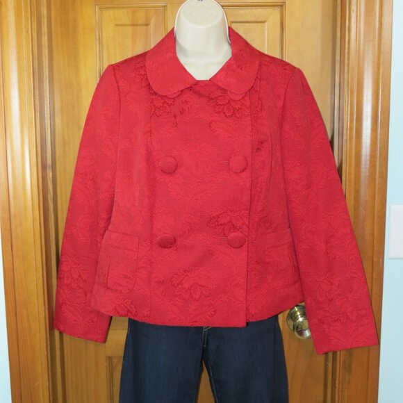 Talbots Red Blazer Double Breasted Peter Pan Collar Lined Size Petite Medium - Picture 7 of 11
